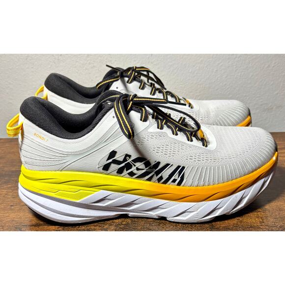 Hoka One One Bondi 7 Men\'s Sz 9 Shoes Sneakers  Running 1110518-NCRY White EUC main image 11